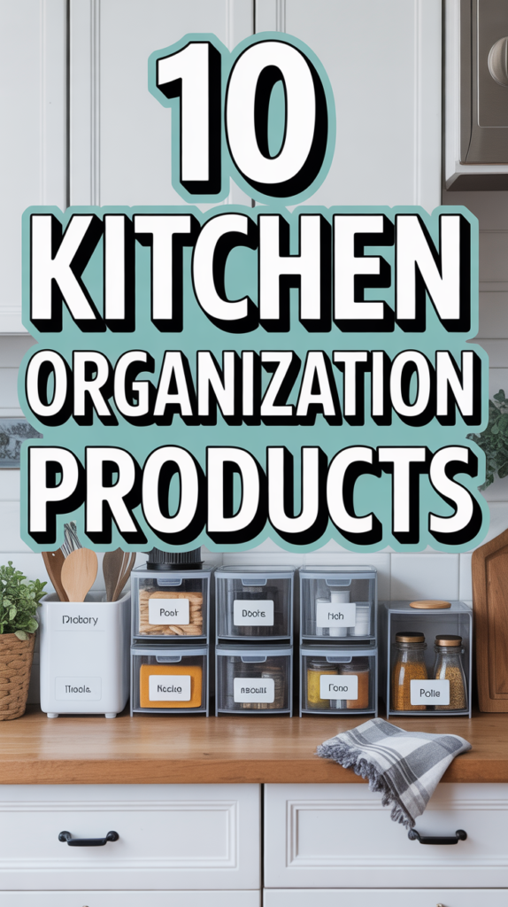 Kitchen organization product display and titles