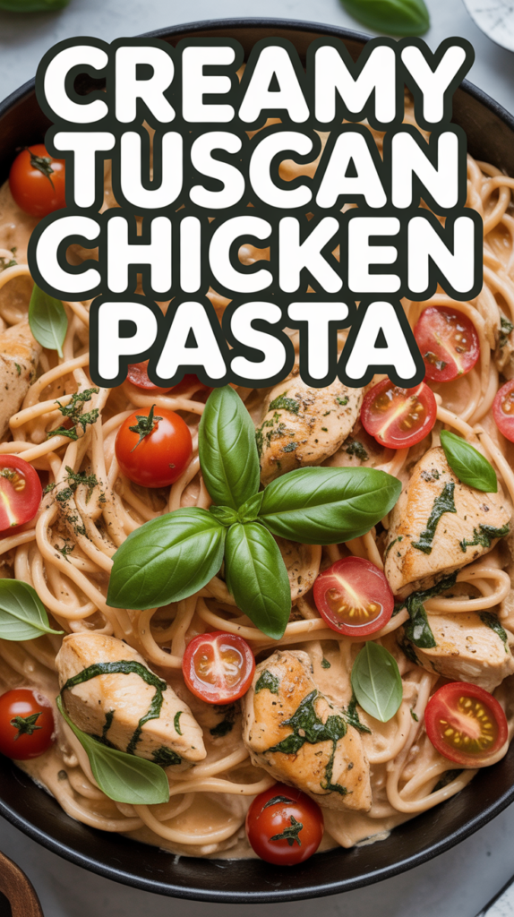 Creamy pasta with chicken and tomatoes