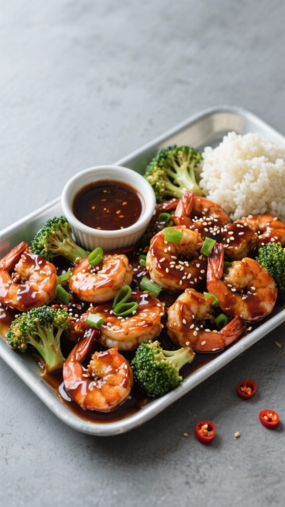 Tasty top view, overhead meal-prep vibe: Overhead shot of a family-style serving platter loaded with