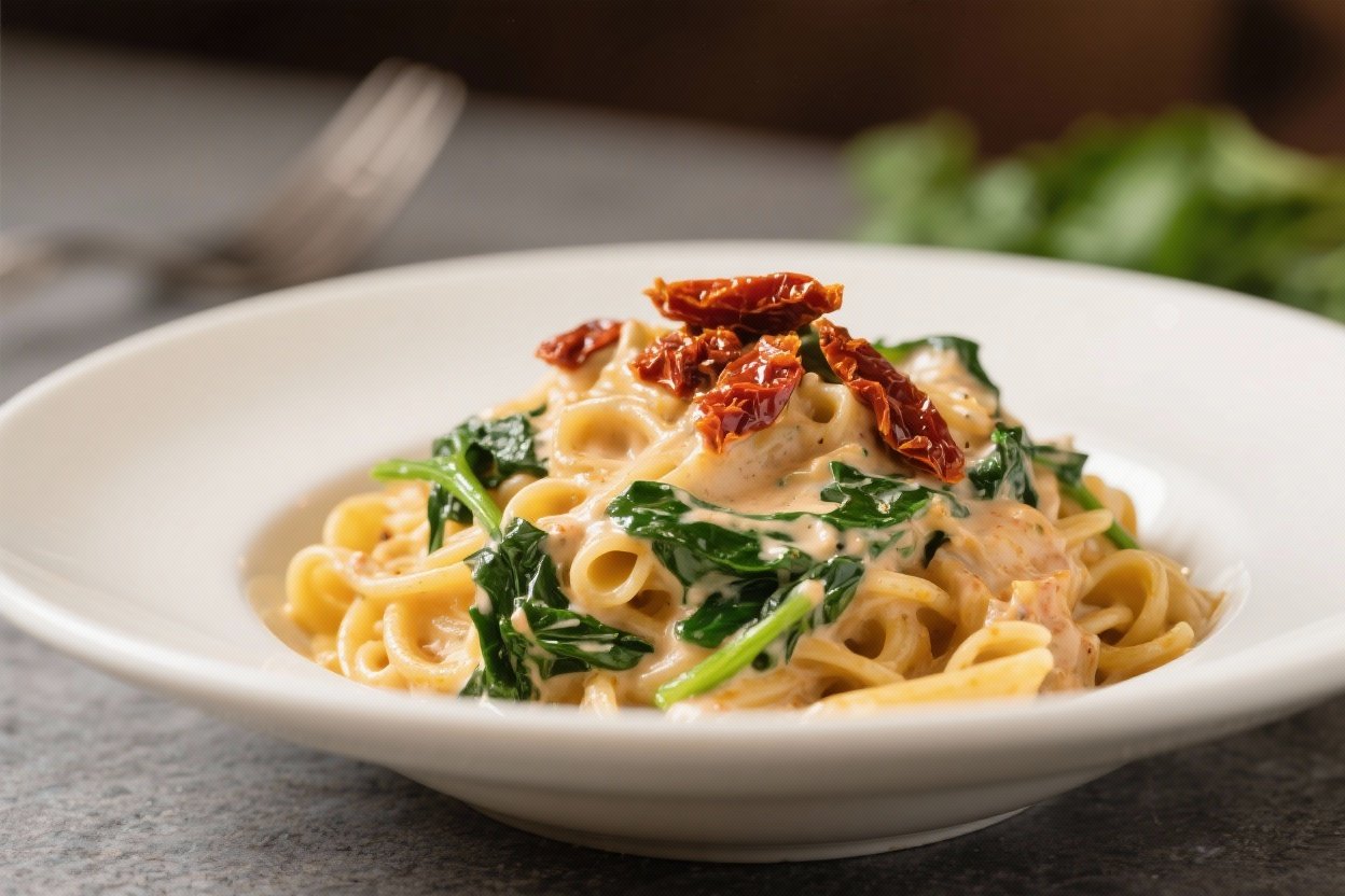 Creamy Sun-Dried Tomato Pasta With Spinach